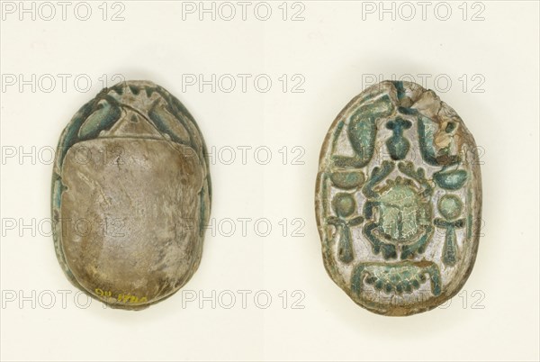 Scarab: Scarab Beetle with Hieroglyphs (cobras, anx-signs, nbw-sign), Egypt, Middle Kingdom, Dynasty Creator: Unknown.