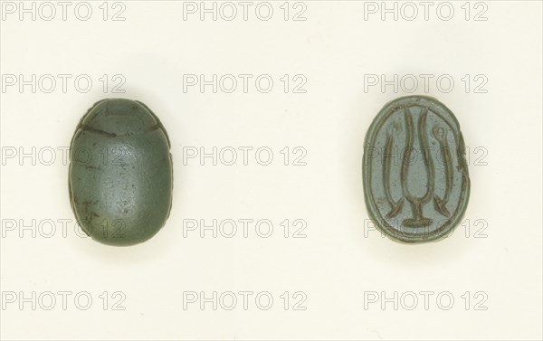 Scarab: Hieroglyphs (Hs-vessel and wAs-Scepters), Egypt, New Kingdom, Dynasty 18 (?)... Creator: Unknown.