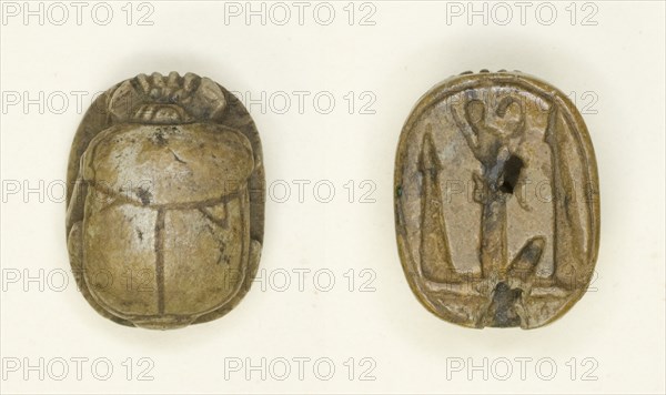 Scarab: King and Hieroglyphs, Egypt, New Kingdom-Late Period, Dynasties 18-26 (about 1550-525 BCE). Creator: Unknown.