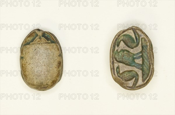 Scarab: Confronted Cobras with Falcon, Egypt, Second Intermediate Period, Dynasty 15... Creator: Unknown.