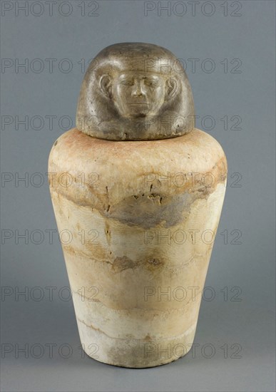 Canopic Jar with Human Head Lid, Egypt, Middle Kingdom, Dynasty 12 (about 1985-1773 BCE). Creator: Unknown.