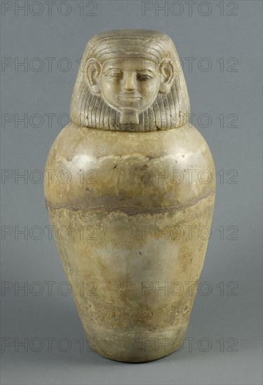 Canopic Jar with Human Head Lid, Egypt, Middle Kingdom, Dynasty 12 (about 1985-1773 BCE). Creator: Unknown.