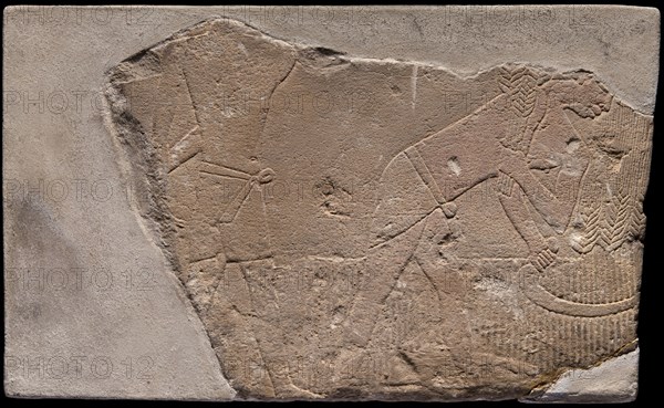 Wall Fragment from a Tomb Depicting a Harvest Scene, Egypt, First Intermediate Period, Dynasties 9.. Creator: Unknown.