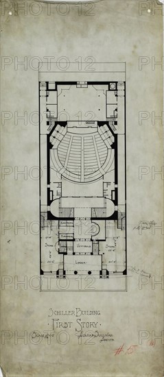 Schiller Building Rental Plans, Chicago, Illinois, Plan, c. 1891-1893. Creator: Adler & Sullivan.