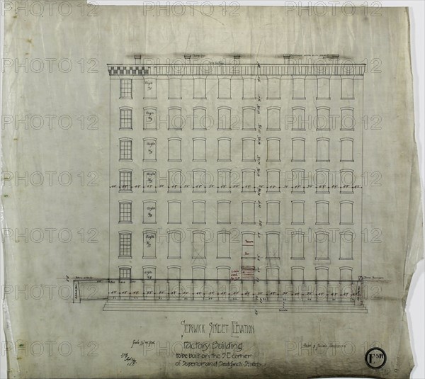 Brunswick Balke and Collender Company Factory Building, Chicago, Illinois, Elevation, 1891. Creator: Adler & Sullivan.