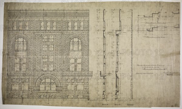 Standard Club, Chicago, Illinois, Revised Elevation and Details, 1887. Creator: Adler & Sullivan.