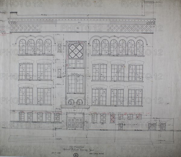 Hebrew Manual Training School, Chicago, Illinois, East Elevation, 1889/90. Creator: Adler & Sullivan.