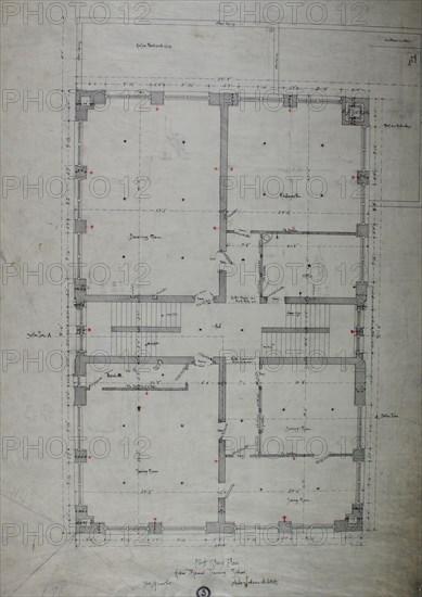 Hebrew Manual Training School, Chicago, Illinois, First Story Plan, 1889/90. Creator: Adler & Sullivan.