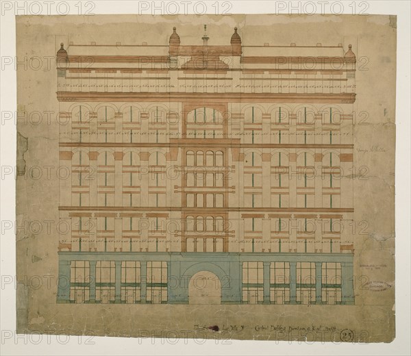 Rookery Building, Chicago, Illinois, LaSalle Street Elevation, 1885/87. Creator: Burnham and Root.