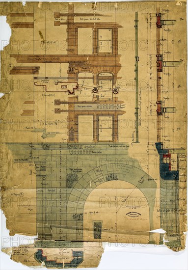 Rookery Building, Chicago, Illinois, Elevation and Section, 1885-1887. Creator: Burnham and Root.