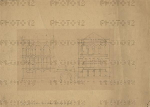 Board of Trade Building, Kansas City, Missouri, Front Elevation Study, c. 1887. Creator: Burnham and Root.