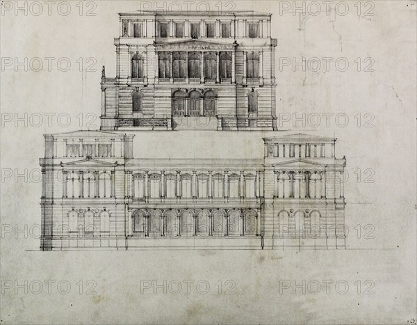 Design Projects, Building Elevation Study, c. 1860-1870. Creator: Carl J Furst.