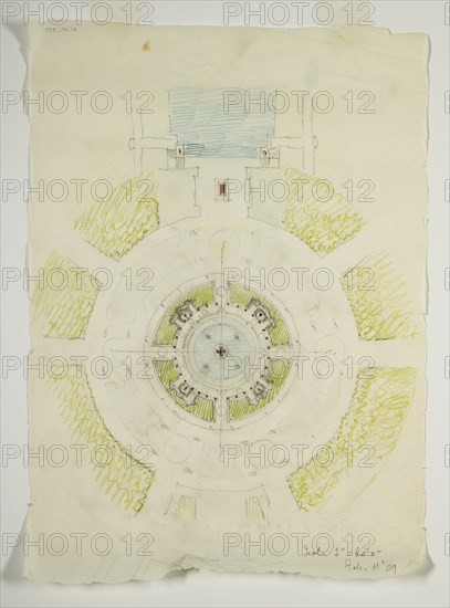 Potomac Round Point, Washington D.C., Circular Pool Plan Sketch, 1909. Creator: Daniel Burnham.
