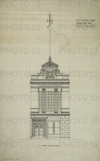 First National Bank, Youngstown, Ohio, Front Elevation, c. 1894. Creator: Daniel Burnham.