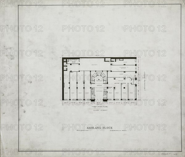 Ashland Block, Chicago, Illinois, Floor Plans, c. 1892. Creator: Daniel Burnham.