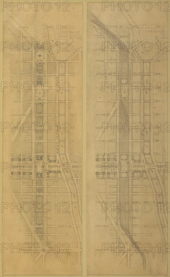 Plate 79 (2 Drawings) from The Plan of Chicago, 1909: Suggested Location and Arrangement of the... Creator: Daniel Burnham.