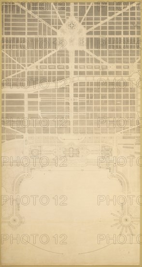 Plate 129 from The Plan of Chicago, 1909: Chicago. The Business Center of the City, Within the... Creator: Daniel Burnham.