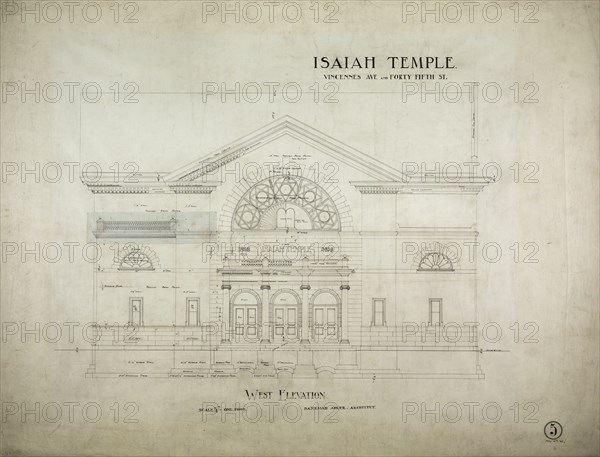 Isaiah Temple, Chicago, Illinois, West Elevation, 1898/99. Creator: Dankmar Adler.