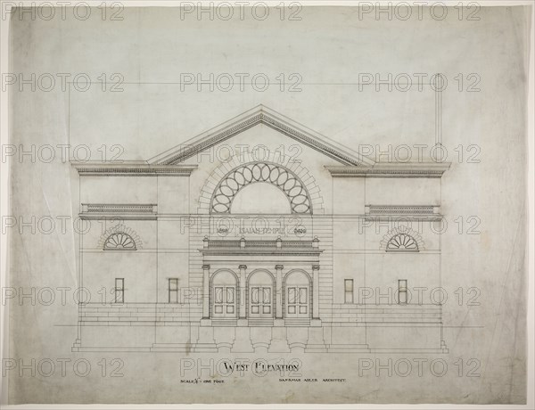 Isaiah Temple, Chicago, Illinois, Alternate West Elevation, 1898/99. Creator: Dankmar Adler.