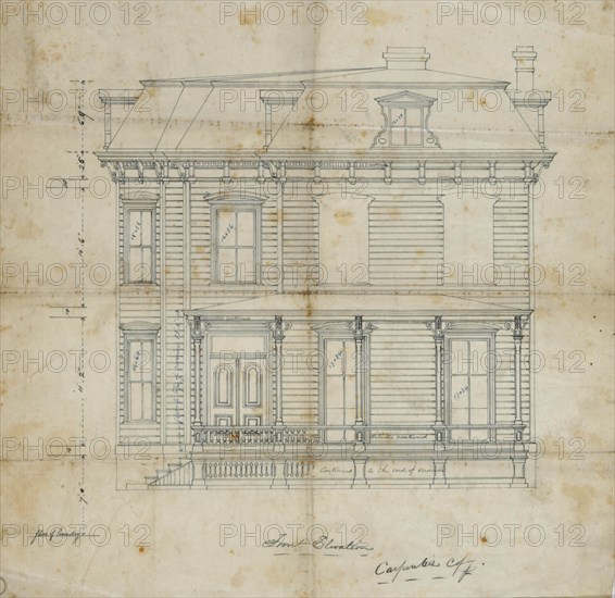 Charles R. Larrabee House, Chicago, Illinois, Front Elevation, c. 1863/64. Creator: Edward Burling.