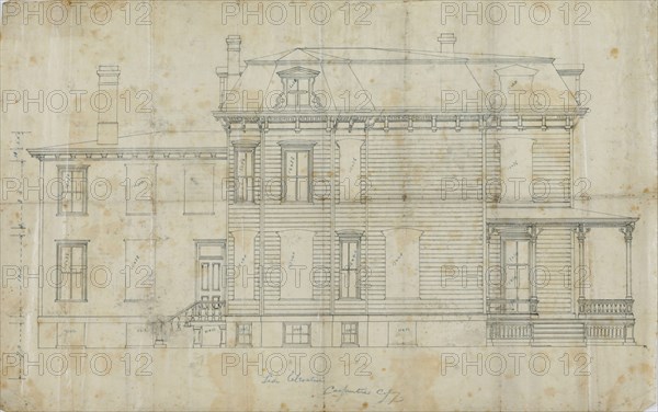 Charles R. Larrabee House, Chicago, Illinois, Side Elevation, c. 1863/64. Creator: Edward Burling.