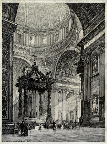 Saint Peter's Basilica, Rome, Italy, Interior View, 1878. Creator: Frederick P Dinkelberg.