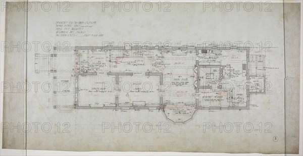 David Lewinsohn House, Chicago, Illinois, First Floor Plan, 1898. Creator: Frederick Louis Foltz.
