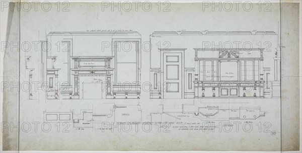 David Lewinsohn House, Chicago, Illinois, Dining Room Elevations and Details, 1898. Creator: Frederick Louis Foltz.