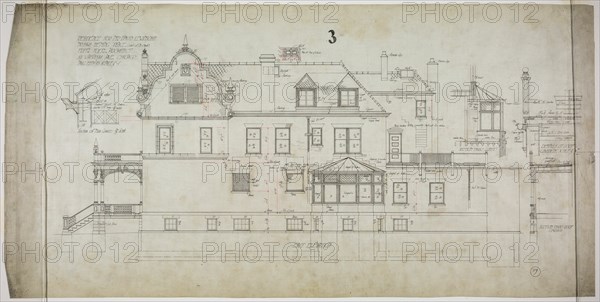 David Lewinsohn House, Chicago, Illinois, East Elevation, 1898. Creator: Frederick Louis Foltz.