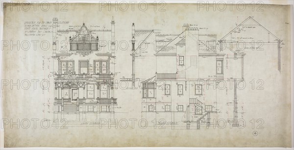 David Lewinsohn House, Chicago, Illinois, North and South Elevations, 1898. Creator: Frederick Louis Foltz.