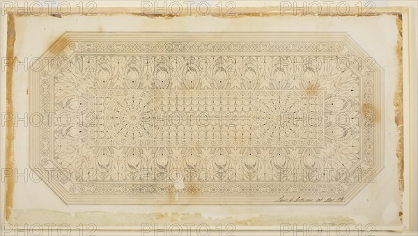 Ceiling Design with Peacock Motif, 1876. Creator: Louis Sullivan.