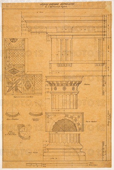 The Orders of Architecture: Student drawings after a French edition of Vignola, c. 1875. Creator: Louis Sullivan.