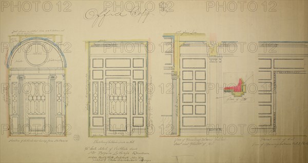 Vestibule Doors, Bryan Lathrop House, Chicago, Illinois, Shop Drawing, 1892. Creator: McKim, Mead and White.