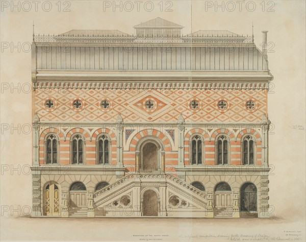 National Academy of Design Competition, New York, New York, South Elevation, 1861. Creator: Peter Bonnett Wight.