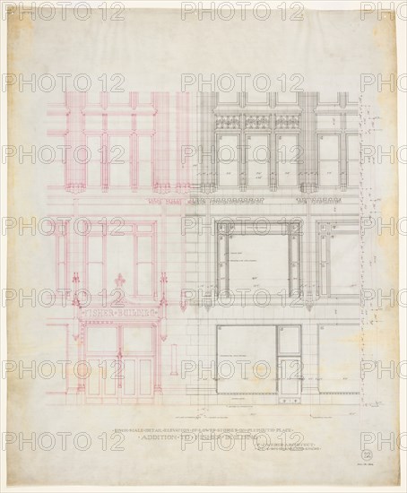 Fisher Building Addition, Chicago, Illinois, Elevation, 1890. Creator: Peter Joseph Weber.