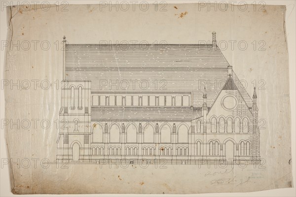 Second Presbyterian Church, Chicago, Illinois, North Elevation, 1874. Creator: Renwick & Sands.