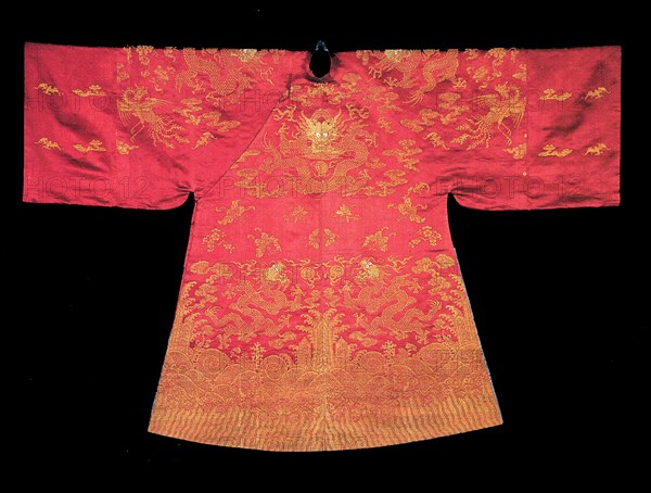 Bridal Long Pao (Dragon Robe), China, 1875/90, Qing dynasty (1644-1911). Creator: Unknown.