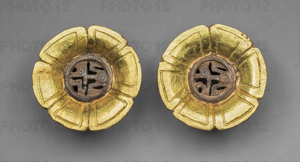 Flower-Shaped Ear Ornaments, 1400/1500. Creator: Unknown.