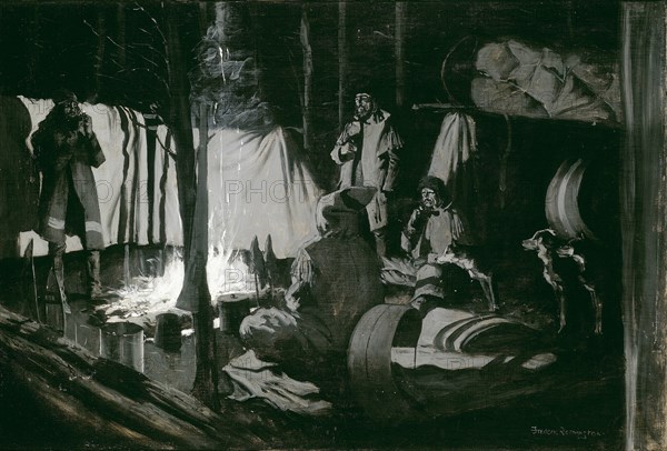 First and Best Camp of the Trip, 1895. Creator: Frederic Remington.