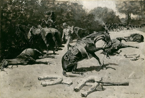 How the Horses Died for Their Country at Santiago, 1899. Creator: Frederic Remington.