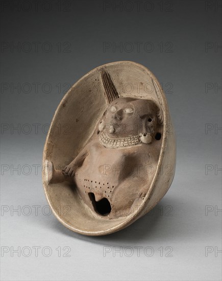 Bowl with Sculpted Female Figure with Splayed Legs in Interior, 100 B.C./A.D. 500. Creator: Unknown.