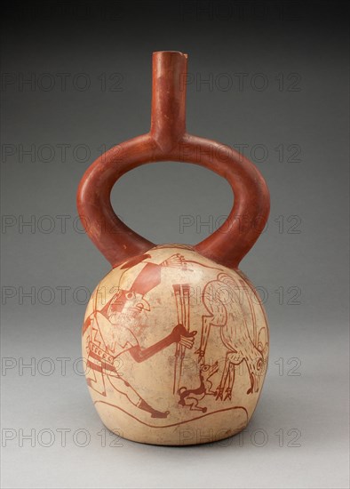 Stirrup Spout Vessel with Fineline Deer Hunt Motifs, 100 B.C./A.D. 500. Creator: Unknown.