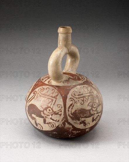 Stirrup Spout Vessel with Fineline Quadruped Motif, 100 B.C./A.D. 500. Creator: Unknown.