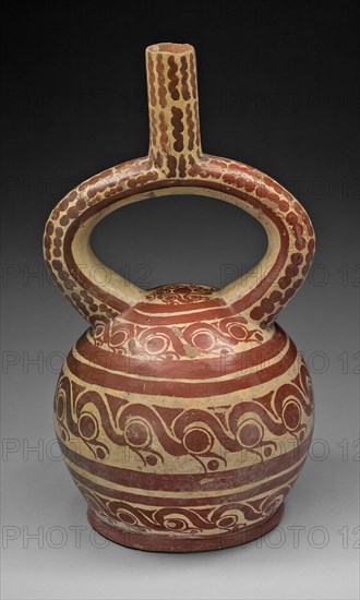 Stirrup Spout Vessel with Bird Head Design, 100 B.C./A.D. 500. Creator: Unknown.