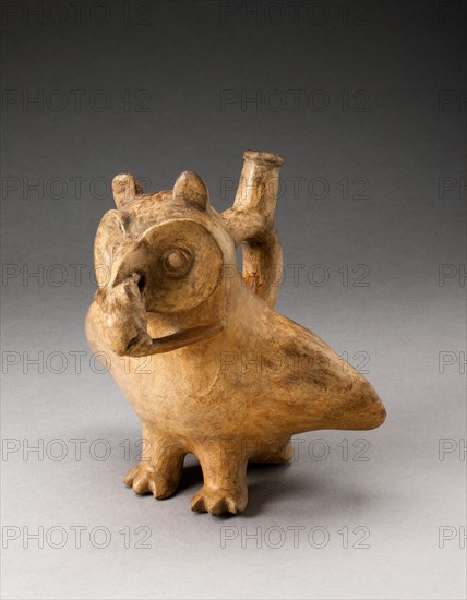 Handle Spout Vessel in Form of an Owl Eating a Mouse, 100 B.C./A.D. 500. Creator: Unknown.