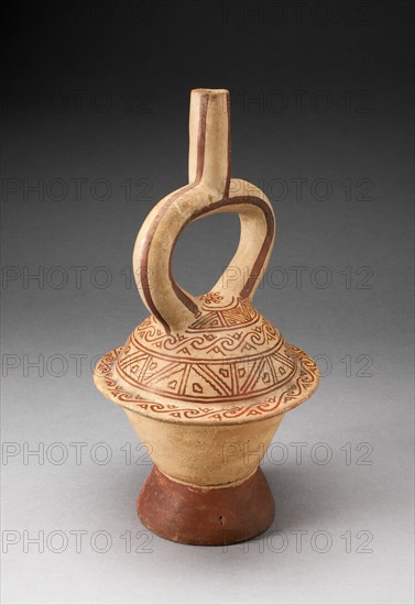 Stirup Spout Vessel in Form of a Covered Bowl with Geometric Patterning, 100 B.C./A.D. 500. Creator: Unknown.