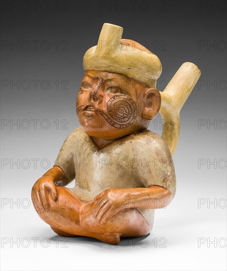 Portrait Vessel of a Man with a Cleft Lip and Tattoos, 100 B.C./A.D. 500. Creator: Unknown.