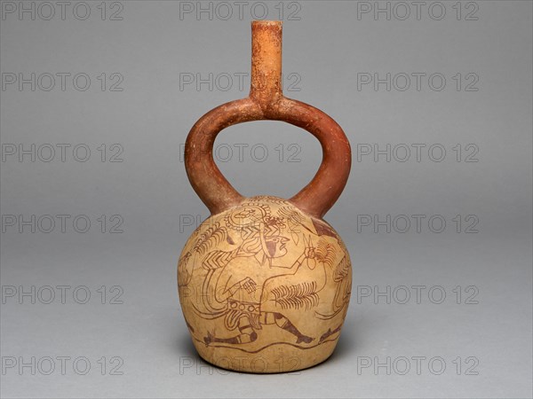 Stirrup Spout Vessel Depicting Runners, 100 B.C./A.D. 500. Creator: Unknown.