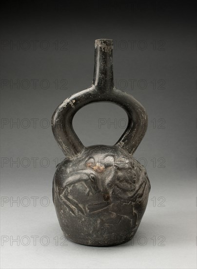 Stirrup Spout Vessel with Raised Deer Hunt Motifs, 100 B.C./A.D. 500. Creator: Unknown.