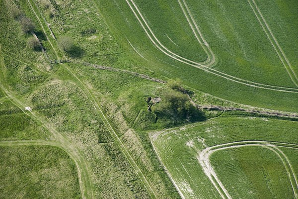 Second World War observation post built into a bowl barrow mound, Cherhill Down, Wiltshire, 2015. Creator: Historic England.